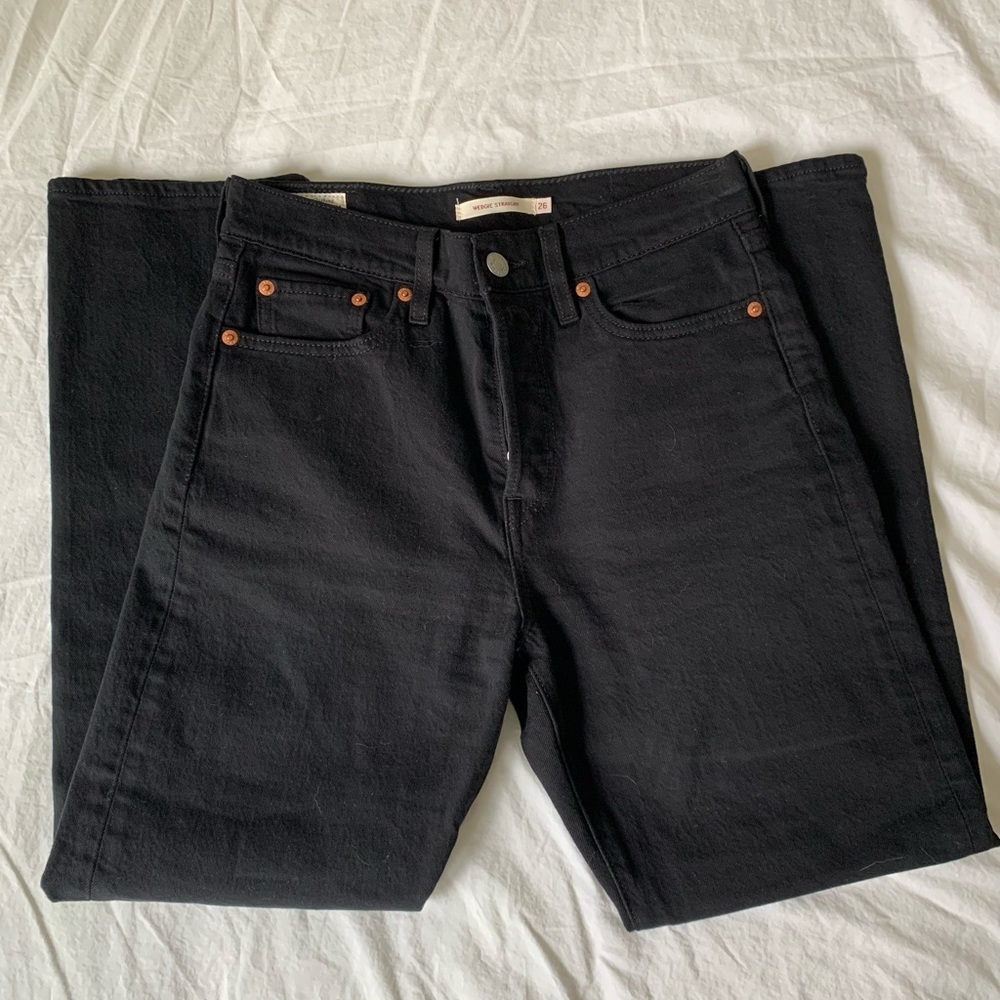 levi’s wedgie straight jeans black size 26